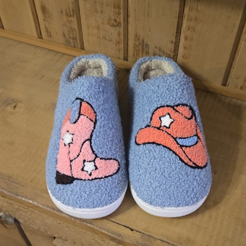 Pink Lily Western Cowgirl Slippers Size Medium